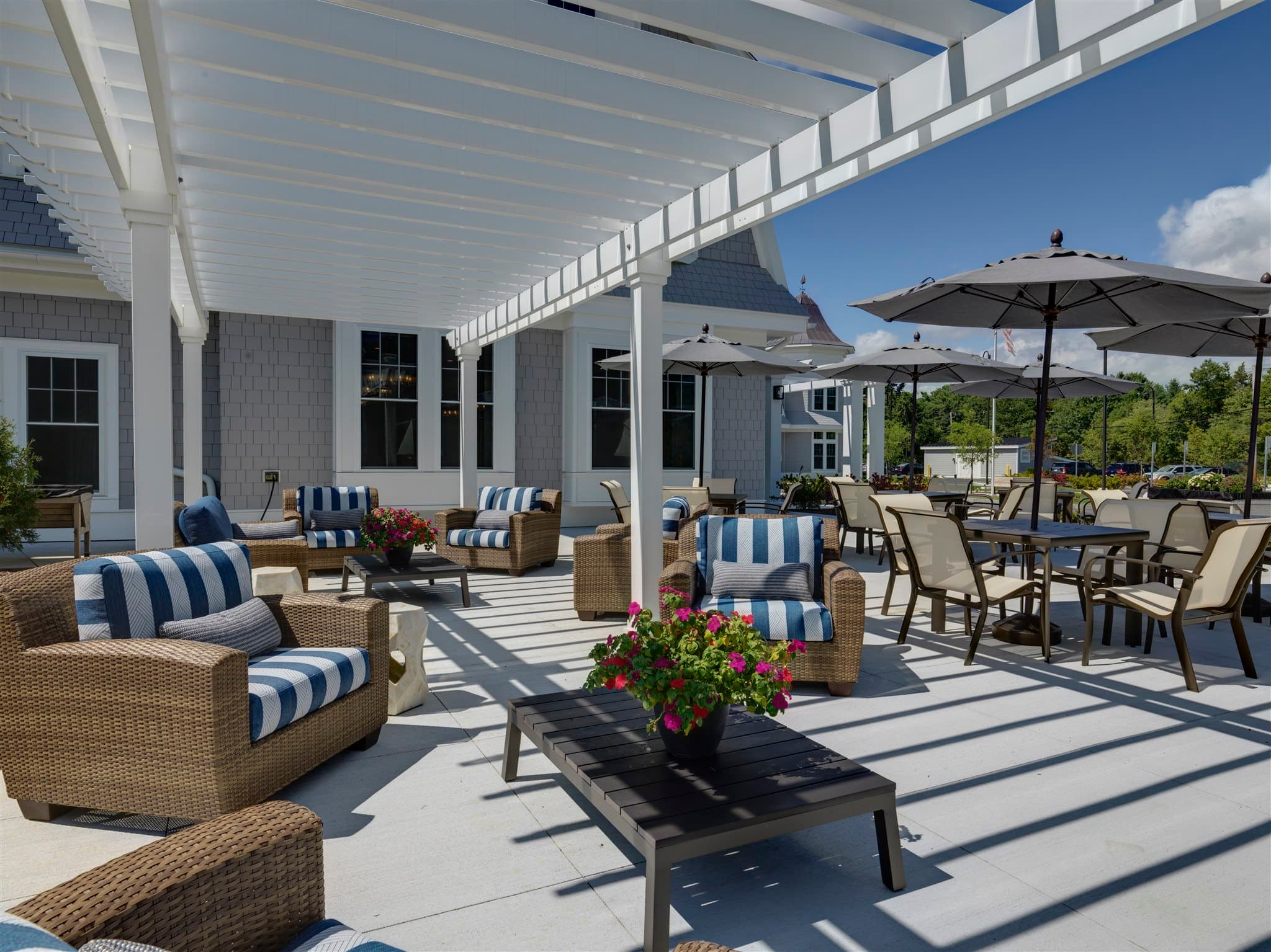 Residential terrace and plantings at Penniman Hill in Hingham, MA — by Hynes Landscaping
